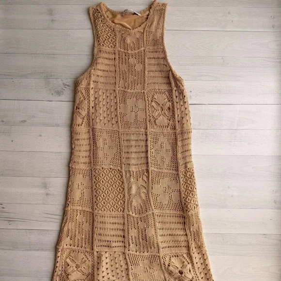 Zara Beige Crochet Dress Size S - Picture 9 of 9